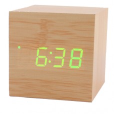 Ξύλινο ρολόι ξυπνητήρι σε σχήμα κύβου LCD ψηφιακό με sound alarm OEM